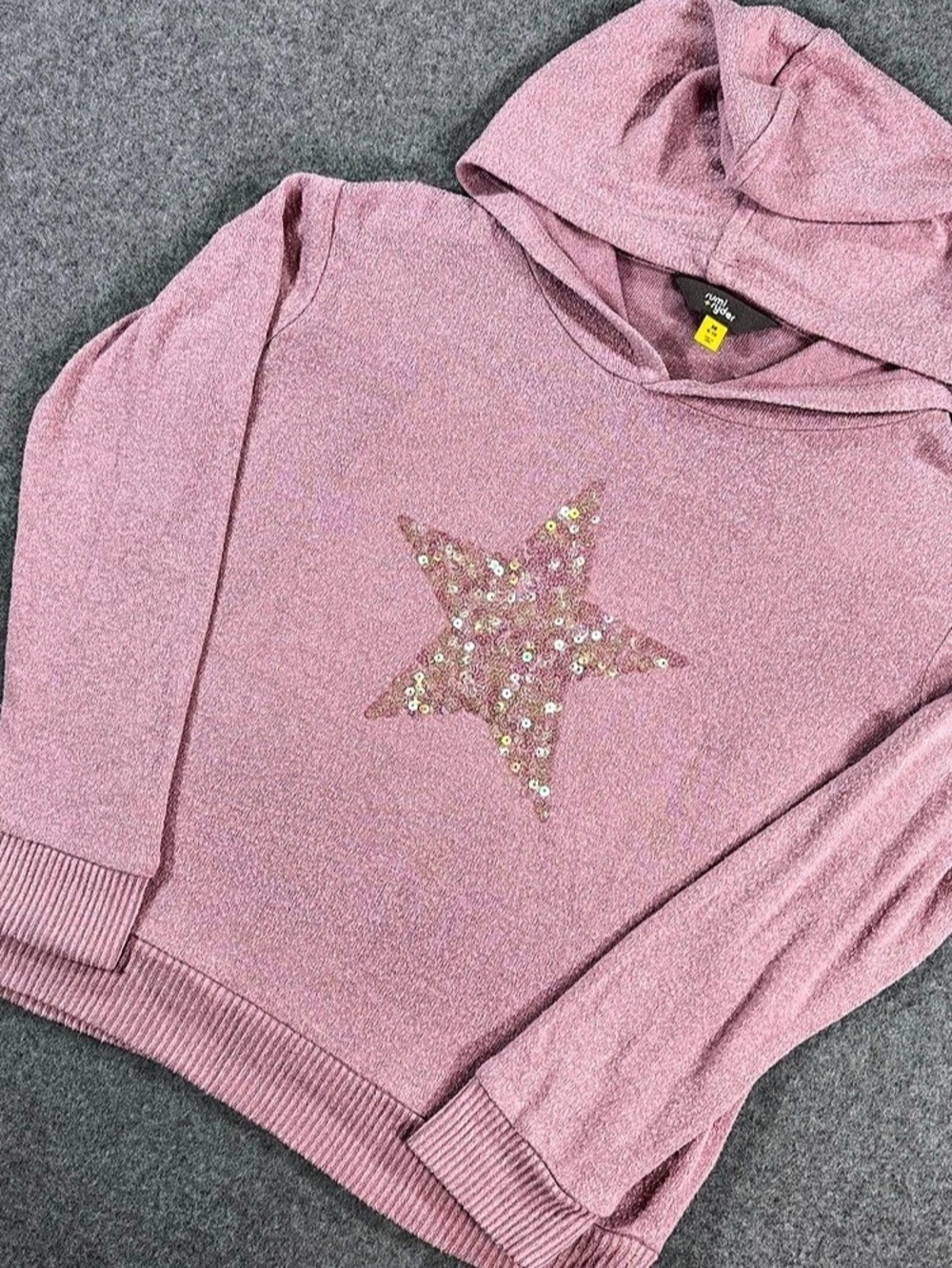 Rumi + Ryder Girls Medium Pink Star Hoodie Like New